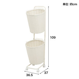 【ホワイト】スチールフレームランドリーラック 2段