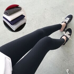 【ライトグレー】ウエストゴムシンプルレギンスパンツ