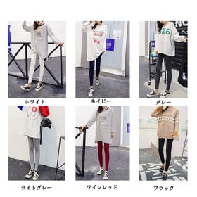 【ワインレッド】ウエストゴムシンプルレギンスパンツ