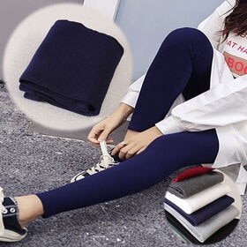 【ネイビー】ウエストゴムシンプルレギンスパンツ