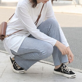 【ライトグレー/フラットタイプ】 ウエストゴム フレアリブパ...