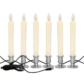 LEDロウソク USB給電式 6本 シルバー