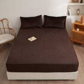 【140×200cm/ブラウン】マイクロファイバーボックスシーツ