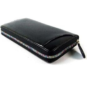 【ブラック】BEAMZSQUARE ベジタブルレザー ラウン...