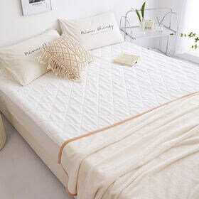 【140*200cm/ホワイト】フランネル敷きパッド