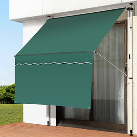 【グリーン】日よけスクリーン＆ブラインド前幕付き つっぱり式...