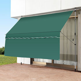 【グリーン】日よけスクリーン＆ブラインド前幕付き つっぱり式...