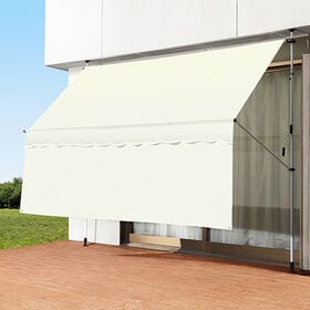 【アイボリー】日よけスクリーン＆ブラインド前幕付き つっぱり...