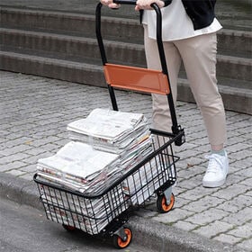 折りたたみ式深型バスケット台車 専用カバー付き