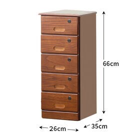 天然木全段鍵付きシークレットチェスト 5段