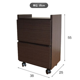 【ブラウンウッド/2段】職人が作るワゴンチェスト