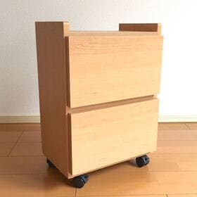 【ナチュラルウッド/2段】職人が作るワゴンチェスト