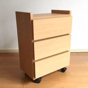 【ナチュラルウッド/3段】職人が作るワゴンチェスト