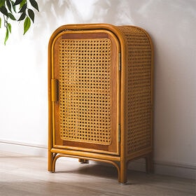 天然籐かごめ編みキャビネット
