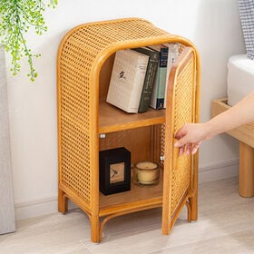 天然籐かごめ編みキャビネット