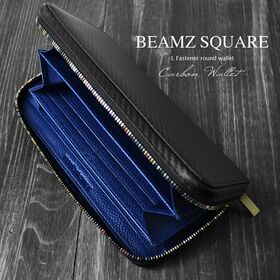 BEAMZSQUARE カーボンレザー ラウンドファスナー 大容量 長財布 BS-88508