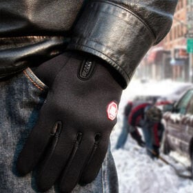 【Lサイズ　ブラック】スマホ対応・防風・保温・滑り止め 裏起毛グローブ