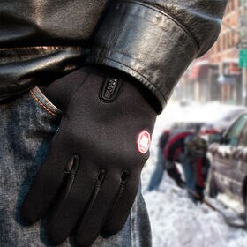 【Mサイズ　ブラック】スマホ対応・防風・保温・滑り止め 裏起毛グローブ