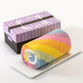【約350g×1本】＜新杵堂＞ 幸せの7色レインボーロールケーキ（合成着色料不使用）