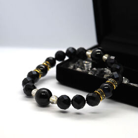 【メンズ/モリオン ルチルクォーツ】パワーストーンデザインブレスレット