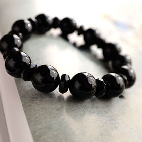 【メンズ/オニキス 14mm】カットデザイン数珠ブレスレット