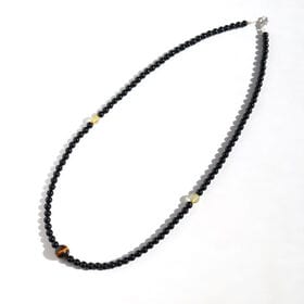 【レディース 40cm/タイガーアイ＋ルチルクォーツ＋オニキス】デザインネックレス