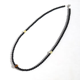 【レディース 45cm/タイガーアイ＋ルチルクォーツ＋オニキス】デザインネックレス