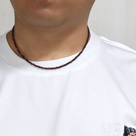 【ユニセックス 40cm/ガーネット 2mm~2.5mm】 ガーネット ラウンドカットネックレス