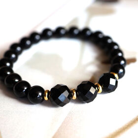 【レディース/オニキス】64面＋ラウンドカットブレスレット