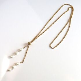 【レディース 65cm】ティアドロップパールロングネックレス（スライドアジャスター）