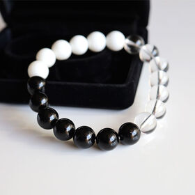 【レディース/オニキス・ホワイトオニキス・水晶】ピラミッドセ...