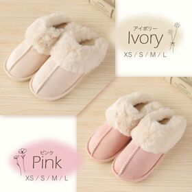 【ピンク/Mサイズ（25-25.5cm）】ムートン風ルームシューズ