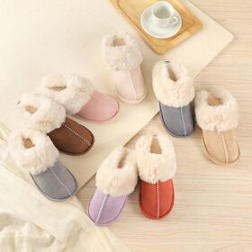 【レッド/Lサイズ（26-26.5cm）】ムートン風ルームシューズ