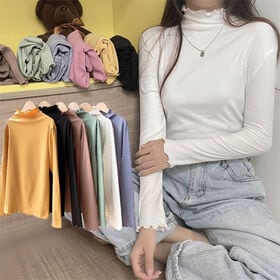 【イエロー】レディース フリルハイネック