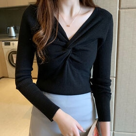 【ブラック】ツイストニットセーター