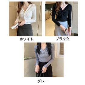 【ホワイト】ツイストニットセーター