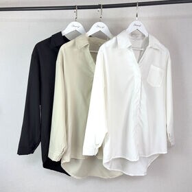 【ホワイト】 レース付きシャツ