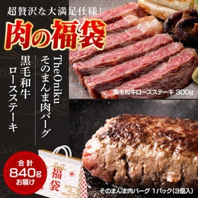 【福袋840g】肉バーグ＆黒毛和牛ロースステーキ