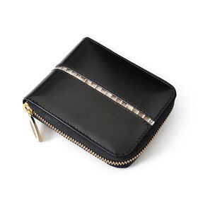 BEAMZSQUARE 蛇革ライン×馬革ラウンドファスナー折...