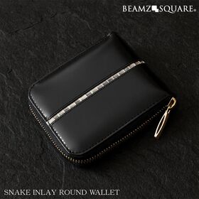BEAMZSQUARE 蛇革ライン×馬革ラウンドファスナー折財布 BZSQ-319