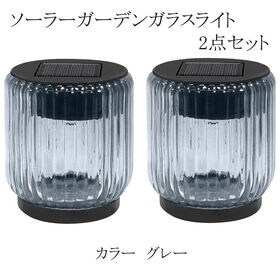 ソーラー充電ガーデンガラスライト　2個セット　グレー