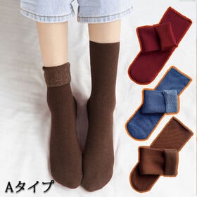【3足セット】裏起毛ソックス 靴下 冷え取り靴下（A：レッド...