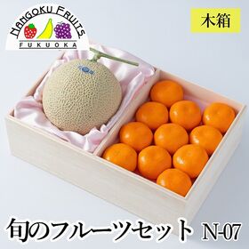 フルーツセット　N07-w 木箱入（マスクメロン・みかん）