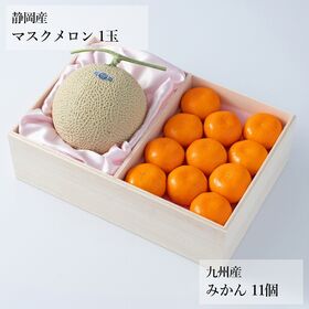 フルーツセット　N07-w 木箱入（マスクメロン・みかん）