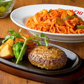 【期間限定】ハチの黄金比率ハンバーグ 140g×4個 ナポリタン2袋（4食）セット