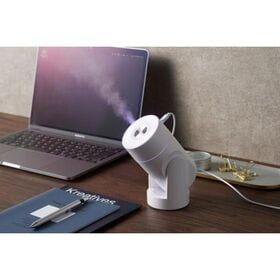 卓上加湿器 USB パーソナル 角度調節 LED ライト付き リズム噴射変化モード搭載 ホワイト