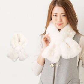 【 ホワイト】もこもこもふもふ フェイクファーボアマフラー