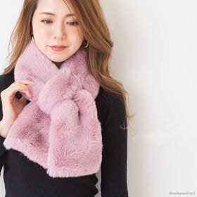 【ダークピンク】もこもこもふもふ フェイクファーボアマフラー