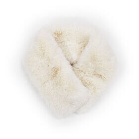 【オフホワイト】マグネット型でシンプル コンパクトなふわふわティペット