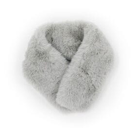 【ライトグレー】マグネット型でシンプル コンパクトなふわふわティペット